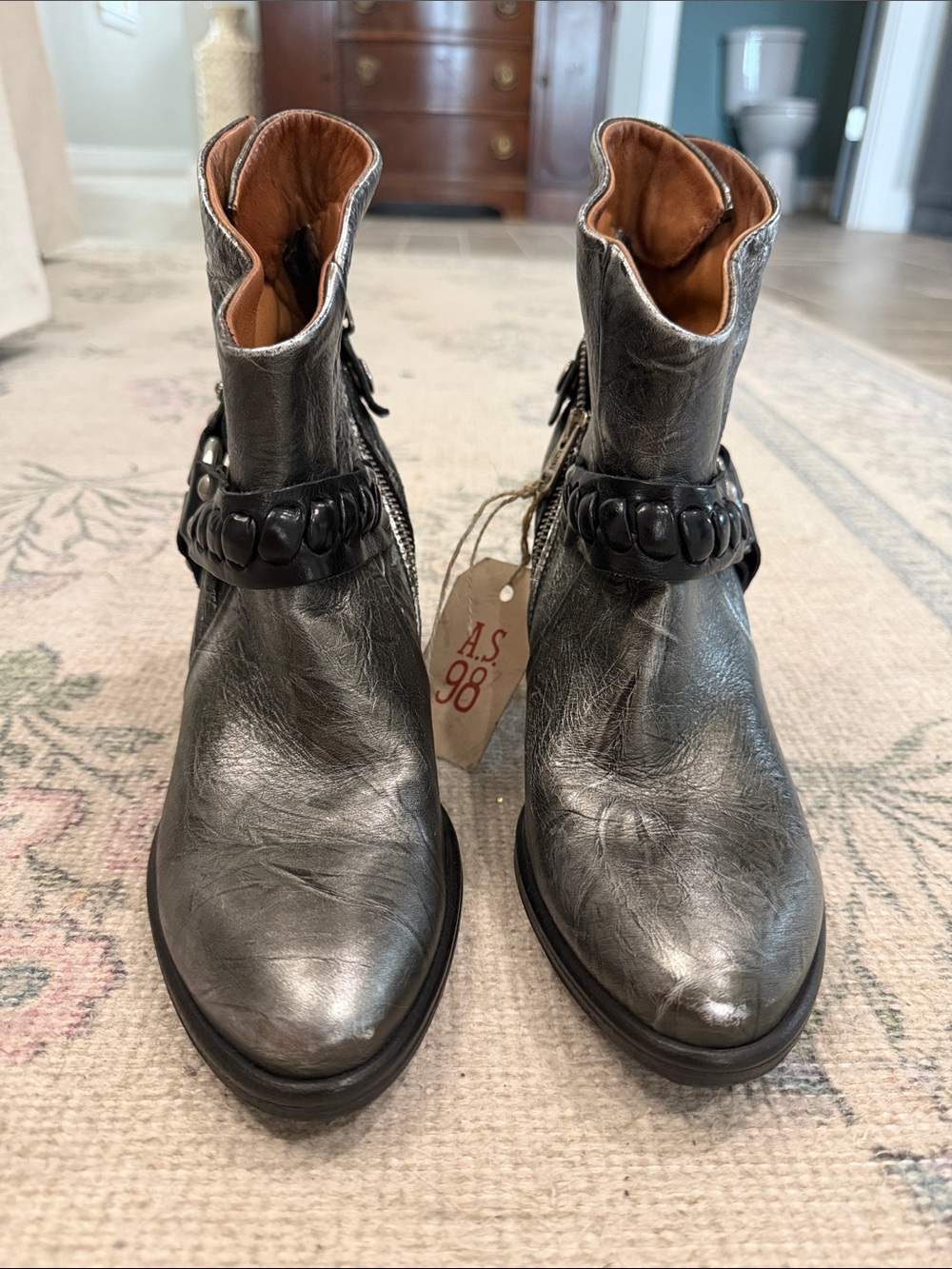 A.S.98 Ruby Black Leather Heeled Boots - Black Soles